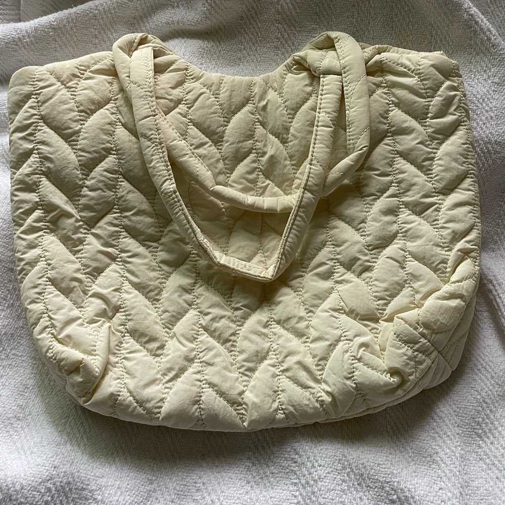 Quilted Cream Tote Bag